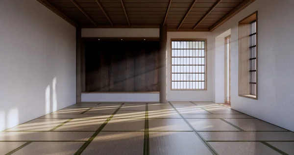 Empty Large Hall Asia Interior Cleaning Room Zen Style Rendering — Foto de Stock