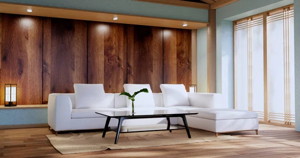 Mint Zen Room Interior Design Decoration Japanese Style Rendering — Fotografia de Stock