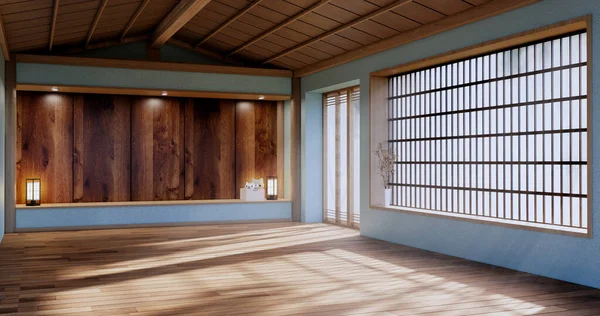 Mint Empty large hall, Asia interior cleaning room zen style. 3D rendering
