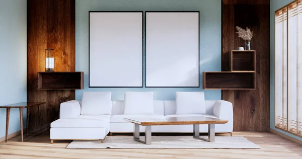 Mint Zen Room Interior Design Decoration Japanese Style Rendering — Stockfoto