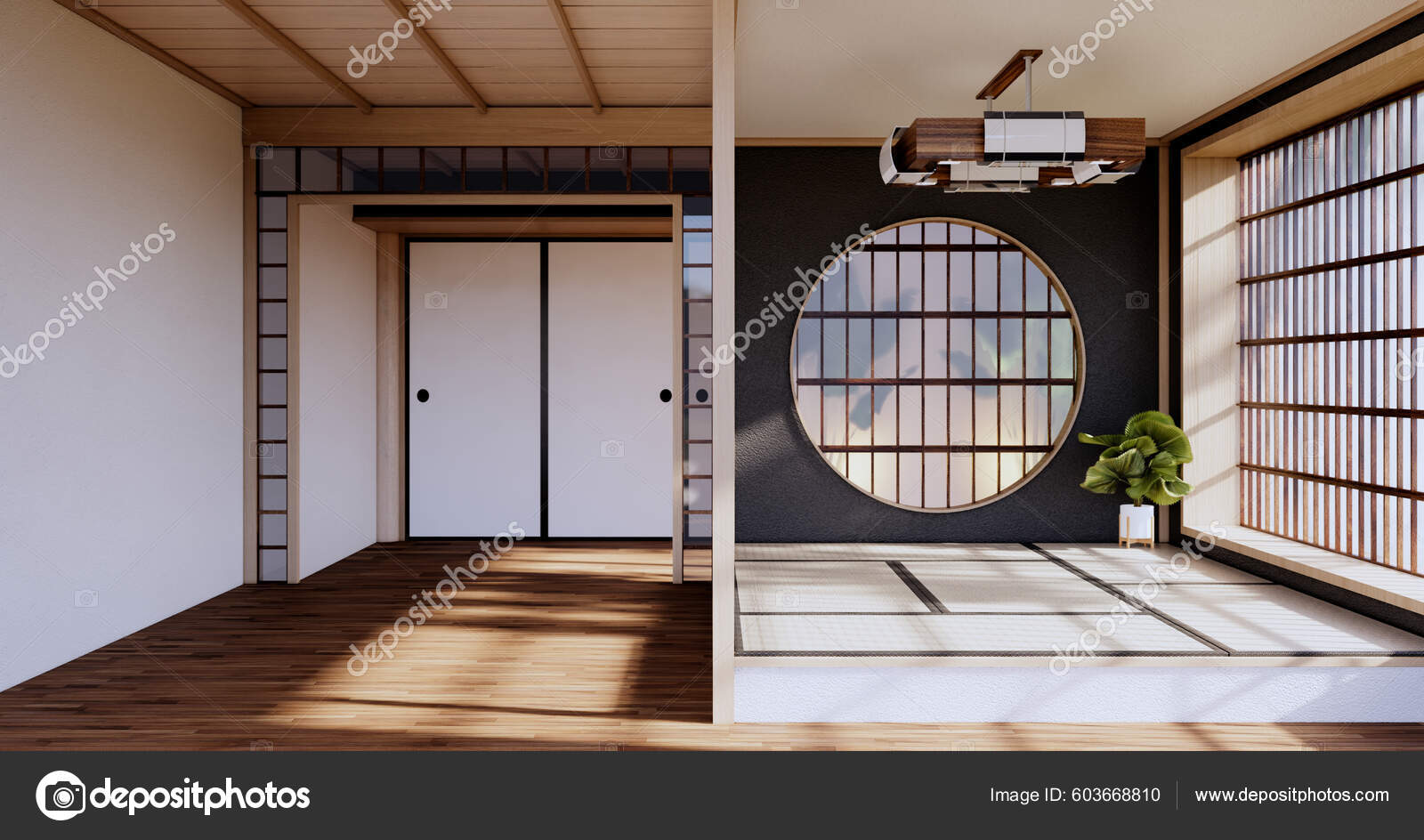 Wooden Interior Design Zen Modern Living Room Japanese Style Rendering —  Stock Photo © Minny0012011@gmail.com #603668810, image size:1600x944
