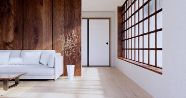 Japonya 'da beyaz kanepe japoncası tropikal desing ve tatami minder 3D döşeme