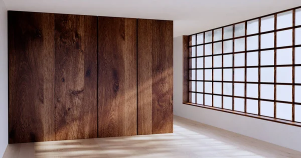 Lüks oda veya otel Japon tarzı dekorasyon Japonya tarzı Büyük yaşam alanı.3d render