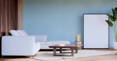 Lüks oda veya otel Japon tarzı dekorasyon Japonya tarzı Büyük yaşam alanı.3d render