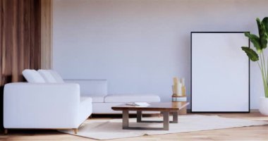 Lüks oda veya otel Japon tarzı dekorasyon Japonya tarzı Büyük yaşam alanı.3d render