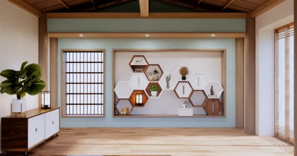 Grand Salon Style Japonais Dans Une Chambre Luxe Une Décoration — Video