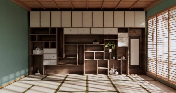 Estilo Japón Gran Sala Estar Habitación Lujo Decoración Estilo Japonés — Vídeos de Stock