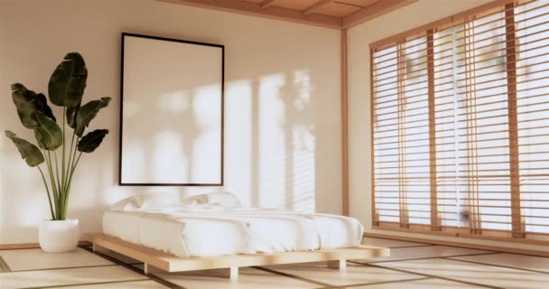 Estilo Japón Gran Sala Estar Habitación Lujo Decoración Estilo Japonés — Vídeo de stock