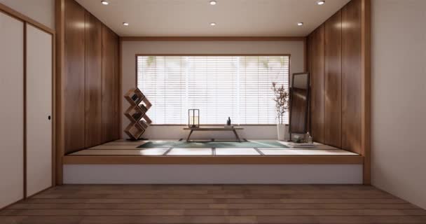 Estilo Japón Gran Sala Estar Habitación Lujo Decoración Estilo Japonés — Vídeos de Stock