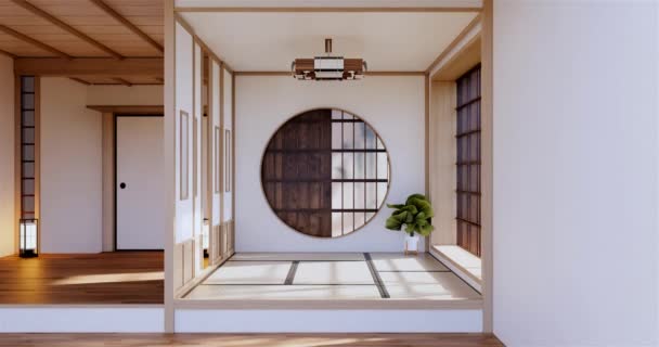 Japão Estilo Grande Sala Estar Quarto Luxo Hotel Estilo Japonês — Vídeo de Stock