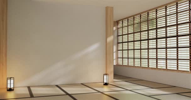 Großer Wohnbereich Japanischen Stil Luxuszimmern Oder Hotels Japanischen Stil — Stockvideo