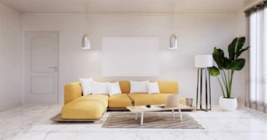 Lüks oda veya otel Japon tarzı dekorasyon Japonya tarzı Büyük yaşam alanı.3d render
