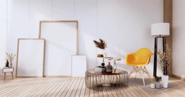 Lüks oda veya otel Japon tarzı dekorasyon Japonya tarzı Büyük yaşam alanı.3d render