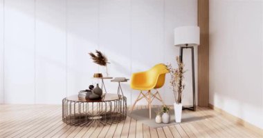 Lüks oda veya otel Japon tarzı dekorasyon Japonya tarzı Büyük yaşam alanı.3d render