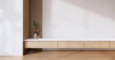Lüks oda veya otel Japon tarzı dekorasyon Japonya tarzı Büyük yaşam alanı.3d render