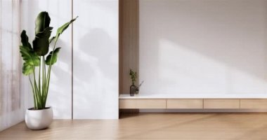 Lüks oda veya otel Japon tarzı dekorasyon Japonya tarzı Büyük yaşam alanı.3d render