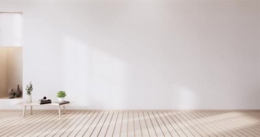 Lüks oda veya otel Japon tarzı dekorasyon Japonya tarzı Büyük yaşam alanı.3d render