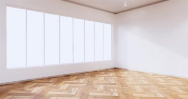 Lüks oda veya otel Japon tarzı dekorasyon Japonya tarzı Büyük yaşam alanı.3d render