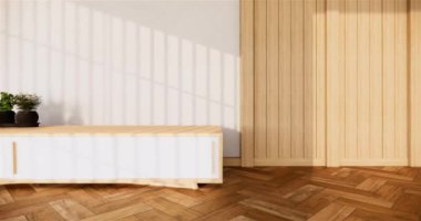 Lüks oda veya otel Japon tarzı dekorasyon Japonya tarzı Büyük yaşam alanı.3d render
