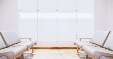 Lüks oda veya otel Japon tarzı dekorasyon Japonya tarzı Büyük yaşam alanı.3d render