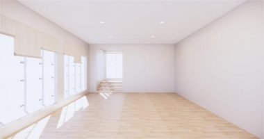 Lüks oda veya otel Japon tarzı dekorasyon Japonya tarzı Büyük yaşam alanı.3d render