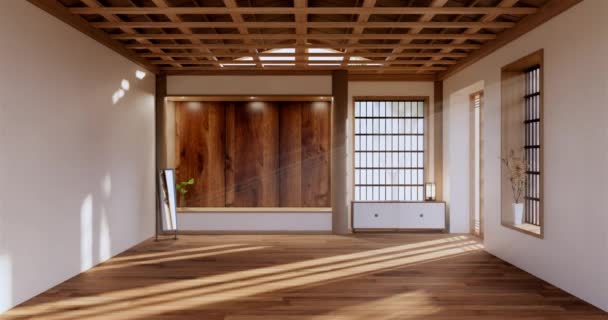 Stile Giapponese Grande Zona Giorno Camera Lusso Hotel Stile Giapponese — Video Stock