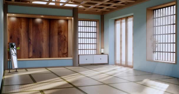 高級ルームやホテル和風装飾で日本スタイルの大きなリビングエリア — ストック動画