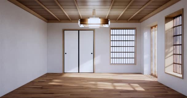 Estilo Japón Gran Sala Estar Habitación Lujo Decoración Estilo Japonés — Vídeos de Stock