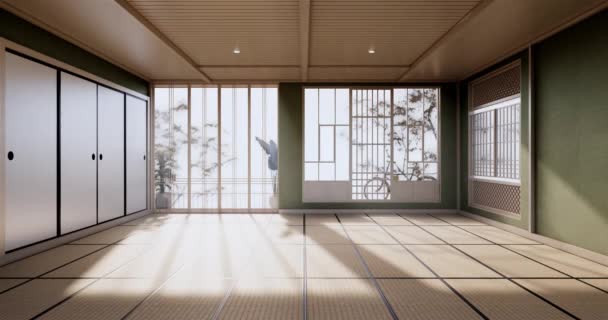 Japanse Stijl Grote Woonruimte Luxe Kamer Hotel Japans Stijl Decoratie — Stockvideo