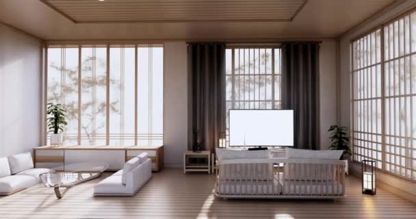 Grand Salon Style Japonais Dans Une Chambre Luxe Une Décoration — Video