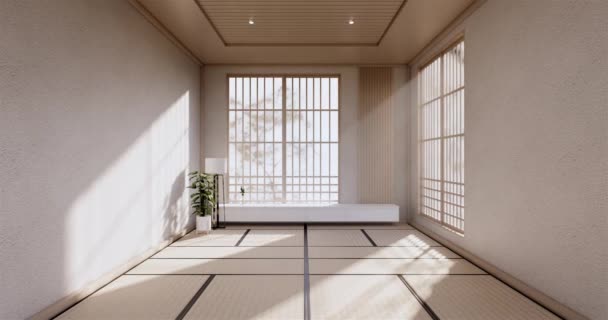 Большая Гостиная Роскошном Номере Отеле Японском Стиле Декорации Рендеринг — стоковое видео
