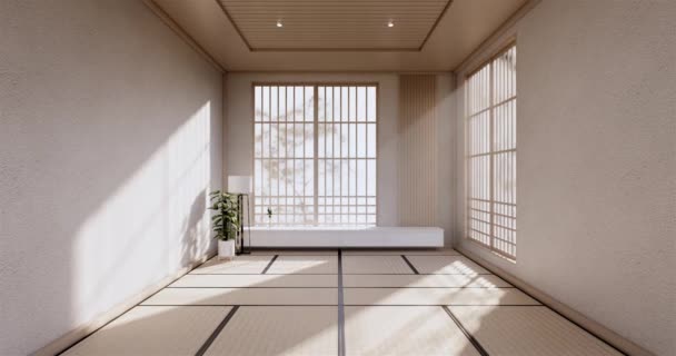 Estilo Japón Gran Sala Estar Habitación Lujo Decoración Estilo Japonés — Vídeos de Stock