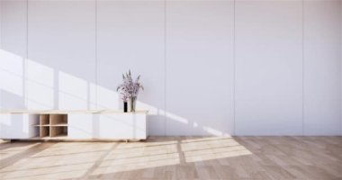 Lüks oda veya otel Japon tarzı dekorasyon Japonya tarzı Büyük yaşam alanı.3d render