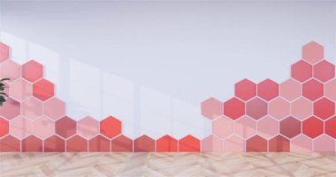 Lüks oda veya otel Japon tarzı dekorasyon Japonya tarzı Büyük yaşam alanı.3d render