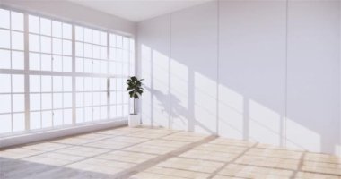 Lüks oda veya otel Japon tarzı dekorasyon Japonya tarzı Büyük yaşam alanı.3d render