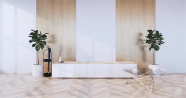 Lüks oda veya otel Japon tarzı dekorasyon Japonya tarzı Büyük yaşam alanı.3d render