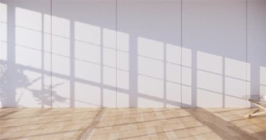 Lüks oda veya otel Japon tarzı dekorasyon Japonya tarzı Büyük yaşam alanı.3d render