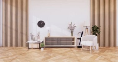 Lüks oda veya otel Japon tarzı dekorasyon Japonya tarzı Büyük yaşam alanı.3d render