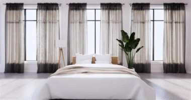 Lüks oda veya otel Japon tarzı dekorasyon Japonya tarzı Büyük yaşam alanı.3d render