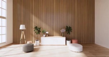 Big living area in luxury room or hotel japanese style decoration.3D rendering