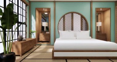 Big living area in luxury room or hotel japanese style decoration.3D rendering