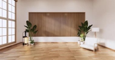 Big living area in luxury room or hotel japanese style decoration.3D rendering