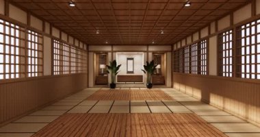 Big living area in luxury room or hotel japanese style decoration.3D rendering