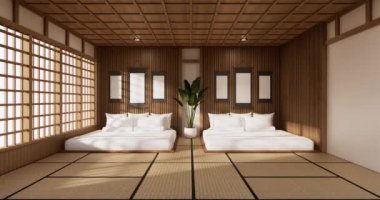 Big living area in luxury room or hotel japanese style decoration.3D rendering