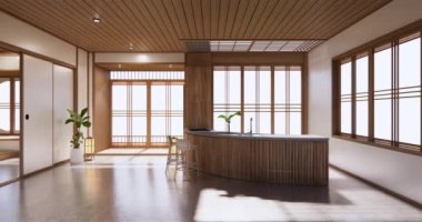 Big living area in luxury room or hotel japanese style decoration.3D rendering