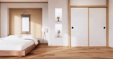 Big living area in luxury room or hotel japanese style decoration.3D rendering