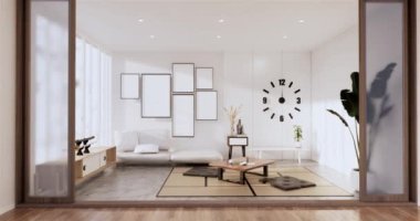 Big living area in luxury room or hotel japanese style decoration.3D rendering