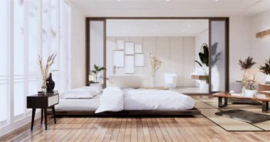 Big living area in luxury room or hotel japanese style decoration.3D rendering
