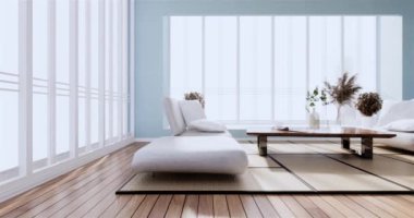 Big living area in luxury room or hotel japanese style decoration.3D rendering