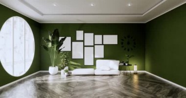 Big living area in luxury room or hotel japanese style decoration.3D rendering
